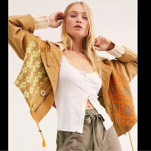 Free People Tan and Orange Utility Jacket